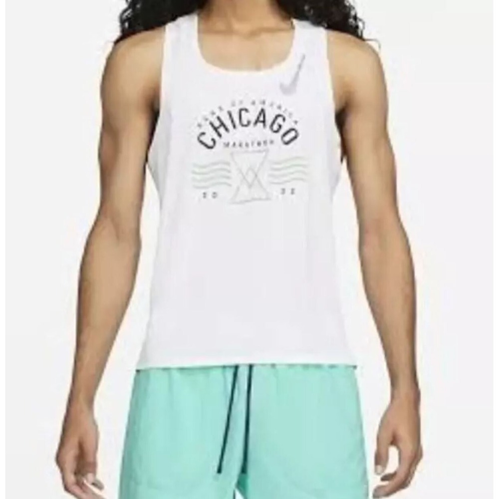 Nike Chicago 2022 Marathon BOA Running Tank Top Mens S White Slim DX4489-100